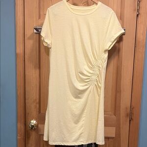 Universal Thread Butter Yellow T Shirt Gathered Midi Dress Sz XL